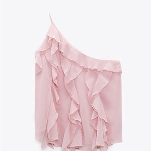 ZARA RUFFLED ASYMMETRIC TOP